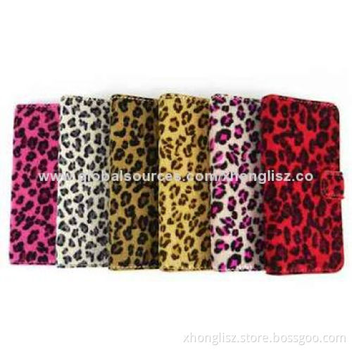 Luxury Wallet Leopard Leather Fip Case Cover for iPhone 5/5S, OEM and ODM Orders Welcomed